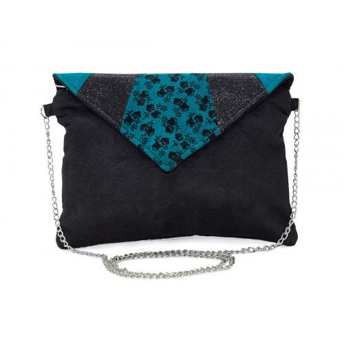 Pochette enveloppe noir et bleu canard - Bibop et Lula