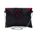 Pochette enveloppe noir et fleurs rouges - Bibop et Lula