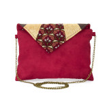 Pochette enveloppe or et rouge terracotta - Bibop et Lula