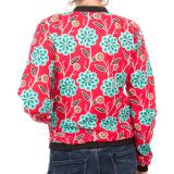 Bomber coton femme rouge et fleurs vert lagon - Bibop et Lula