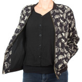 Bomber coton femme noir et feuilles de ginkgo - Bibop et Lula