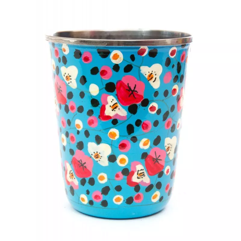 Petit Verre inox peint à la main Deoria blue - Bibop et Lula