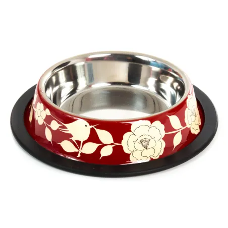 Gamelle pour chien inox peint à la main Gaya red