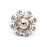 Bouton de meuble céramique Blanc fleur jaune - Bibop et Lula