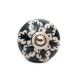 Bouton de meuble céramique Bleu petrole feuillage blanc - Bibop et Lula