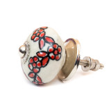 Bouton de meuble céramique Couronne de fleur rouge - Bibop et Lula