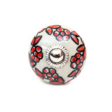 Bouton de meuble céramique Couronne de fleur rouge - Bibop et Lula