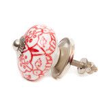 Bouton de meuble céramique Dentelle rouge - Bibop et Lula
