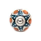 Bouton de meuble céramique Etoile bleue fleur orange - Bibop et Lula