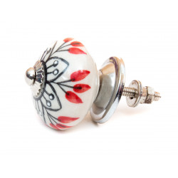 Bouton de meuble céramique Fleur étoilé noire et rouge - Bibop et Lula