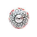 Bouton de meuble céramique Fleur étoilé noire et rouge - Bibop et Lula