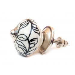Bouton de meuble céramique Fleuri noir - Bibop et Lula