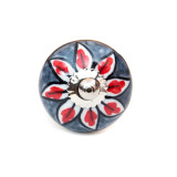 Bouton de meuble céramique Gris étoilé rouge - Bibop et Lula