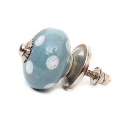 Bouton de meuble céramique Gris pois blanc - Bibop et Lula