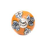 Bouton de meuble céramique Jaune feuille bleue - Bibop et Lula