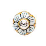 Bouton de meuble céramique Jaune fleur blanche - Bibop et Lula