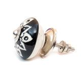 Bouton de meuble céramique Noir étoile blanche et noire - Bibop et Lula