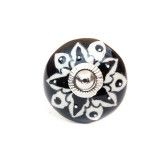 Bouton de meuble céramique Noir étoile blanche et noire - Bibop et Lula