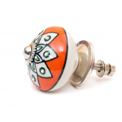 Bouton de meuble céramique Orange étoile blanche - Bibop et Lula