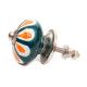 Bouton de meuble céramique Pétale orange et bleu pétrole - Bibop et Lula