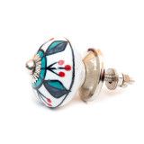 Bouton de meuble céramique Fleur bleue et rouge - Bibop et Lula