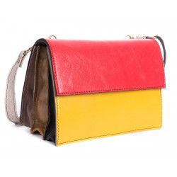 Sac cuir recyclé pochette bicolore rouge et jaune - Bibop et Lula