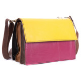 Sac cuir recyclé pochette bicolore soleil et framboise - Bibop et Lula