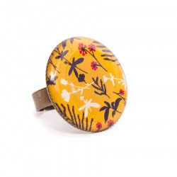 Bague en résine motif "Végétal jaune" - Bibop et Lula