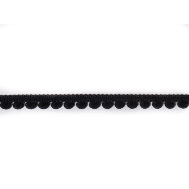 Galon petits pompons noirs