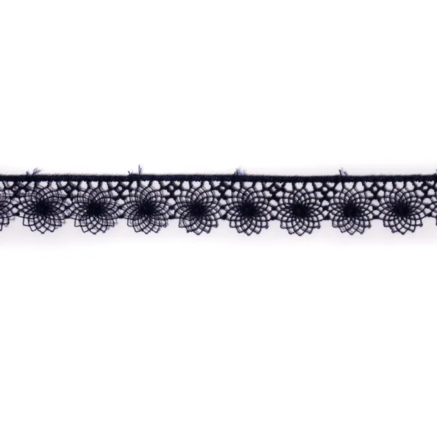 Ruban dentelle rosaces marines