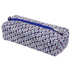 Trousse plumier coton original fleurs bleues et terracotta - Bibop et Lula