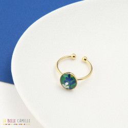 LISA, Bague en résine dorée à l'or fin Feuillage vert - Bibop et Lula