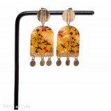 RITA boucles d'oreilles résine, clous, graphique, Végétal Jaune - Bibop et Lula