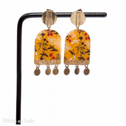 RITA boucles d'oreilles résine, clous, graphique, Végétal Jaune - Bibop et Lula