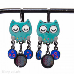 Boucles d'oreilles Chouette pastilles Bleu - Bibop et Lula