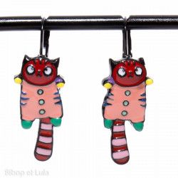 Boucles d'oreilles Mini Matou Rouge - Bibop et Lula