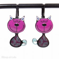 Boucles d'oreilles Chats Roses - Bibop et Lula