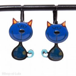 Boucles d'oreilles Chats Bleus - Bibop et Lula