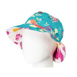 Chapeau coton réversible enfant Frida Turquoise - Bibop et Lula