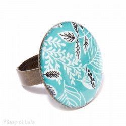Bague en résine motif "Tropical turquoise" - Bibop et Lula