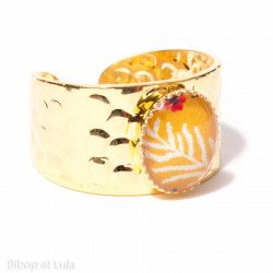 JASMIN, Bague en résine dorée à l'or fin Végétal jaune - Bibop et Lula