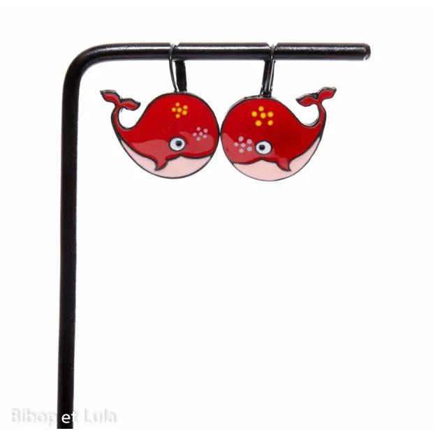 Boucles d'oreilles Baleines rouges