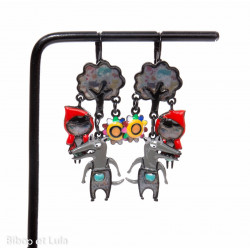 Boucles d'oreilles "Loup y es tu ? " - Bibop et Lula