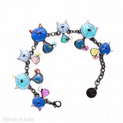 Bracelet Chats bleus - Bibop et Lula