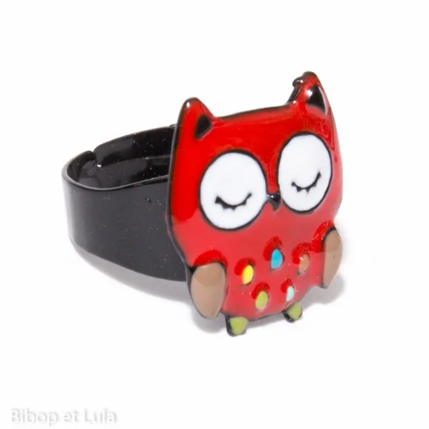 Bague Chouette rouge