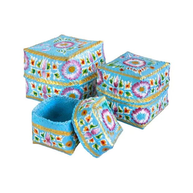 Boites à offrande peintes Gypsy Bleu