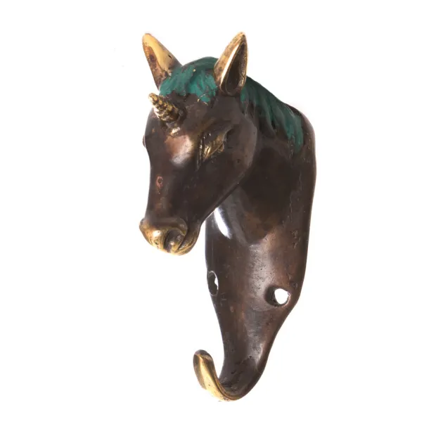 Patère, porte-manteau mural, bronze,  Licorne