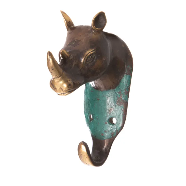 Patère, porte-manteau mural, bronze,  Rhinocéros