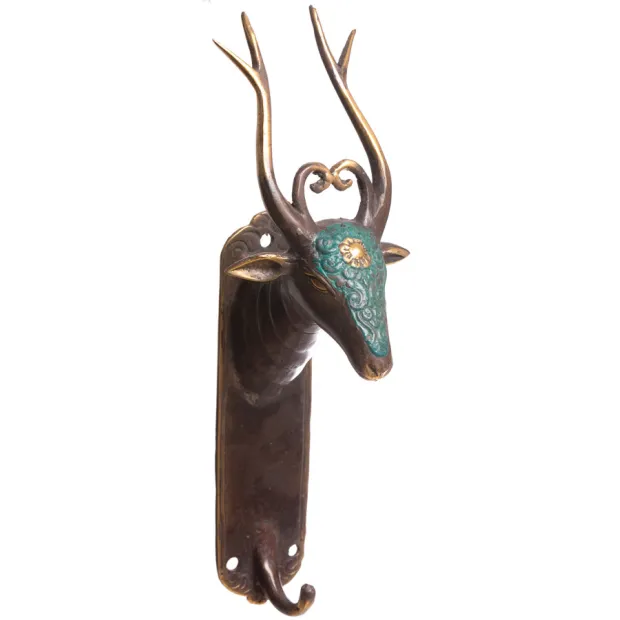 Patère, porte-manteau mural, bronze,  Antilope