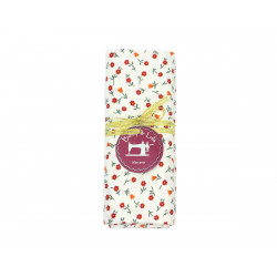 coupon tissu coton blanc parsemé de petites fleurs rouges - Bibop et Lula